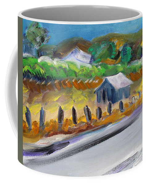 Shed By The Highway Coffee Mug featuring the painting Shed By The Highway by Richard Fox