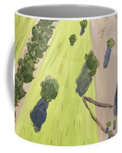 Aerial Coffee Mug featuring the painting Sheep Tracks by Linda Lees