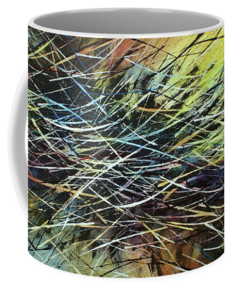 Abstract Coffee Mug featuring the painting Shifting by Michael Lang