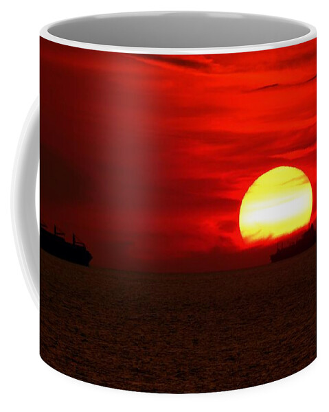 Ocean Coffee Mug featuring the photograph Ships At Sunset by Ocean View Photography