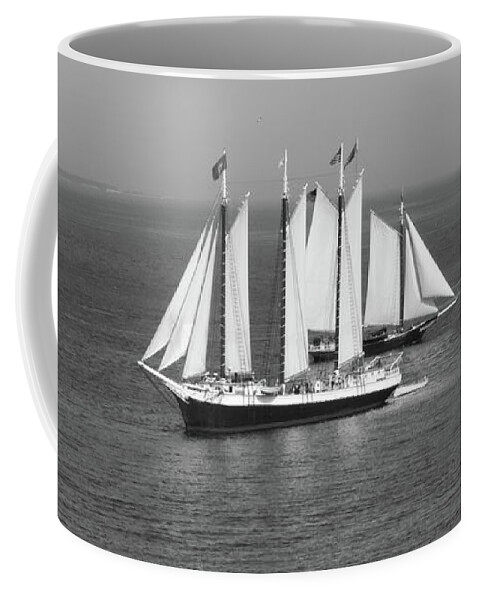 Sloop Coffee Mug featuring the photograph Ships passing by Jean Evans