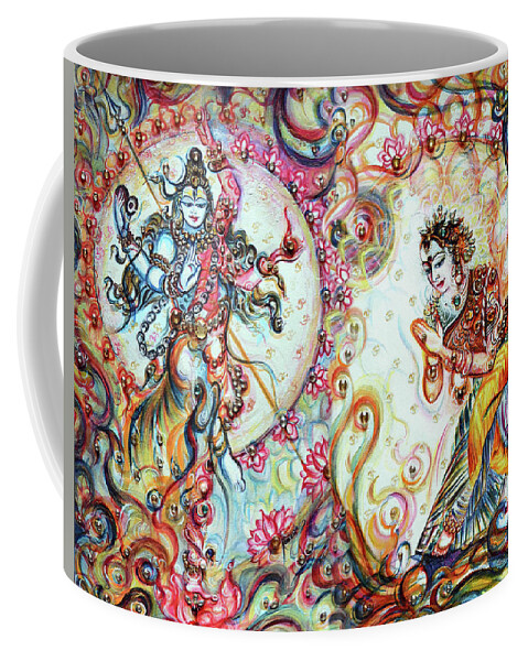 Shiv Coffee Mug featuring the painting Shiva Shakti - devotional Dance by Harsh Malik