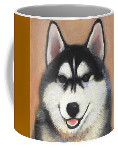 Siberian Husky Coffee Mug featuring the pastel Siberian Husky by Linda Ruiz-Lozito