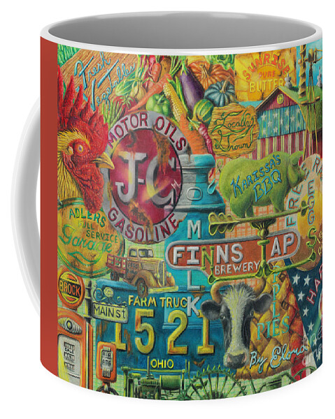 Sureal Collage Coffee Mug featuring the drawing Signs of the Time by Scott Brennan