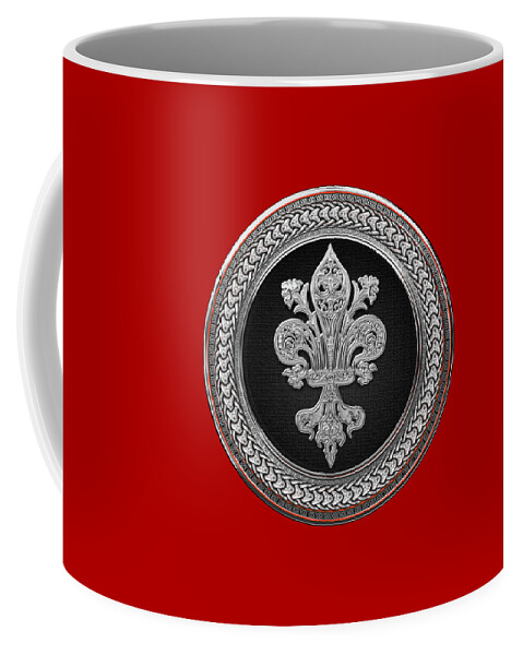 Silver Filigree Fleur-de-Lis on Silver and Black Medallion over Red Leather  Metal Print by Serge Averbukh - Pixels Merch