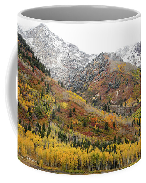 Utah Coffee Mug featuring the photograph Silver Lake Flat with Fall Colors - American Fork Canyon, Utah by Brett Pelletier