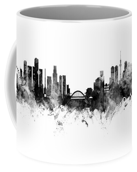 Tokyo Coffee Mug featuring the digital art Singapore and Tokyo Skyline by Michael Tompsett