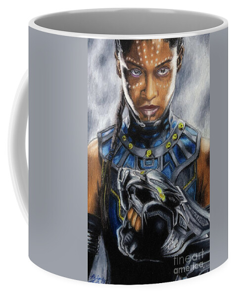 Black Panther Coffee Mug featuring the drawing Sister of the Panther by Philippe Thomas