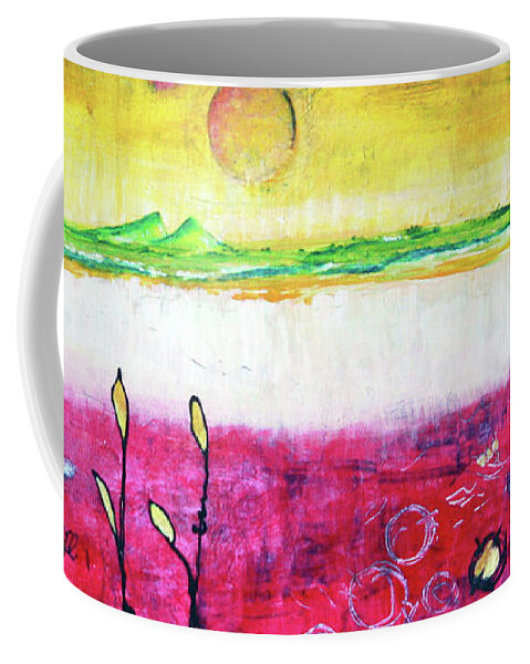 Whimsical Coffee Mug featuring the painting Sitting On The Edge Of Eternity by Winona's Sunshyne