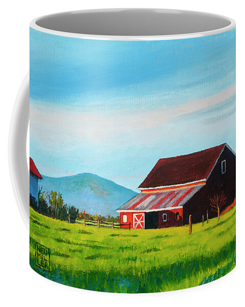 Landscape Coffee Mug featuring the painting Skagit Valley Barn by Stacey Neumiller