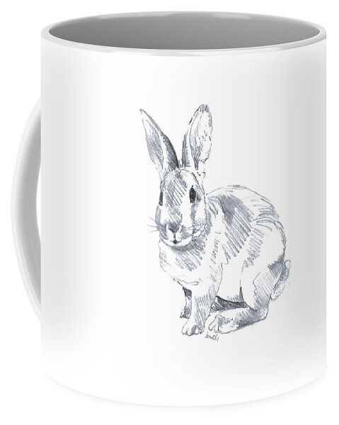 Sketched Coffee Mug featuring the drawing Sketched Rabbit II by Lanie Loreth