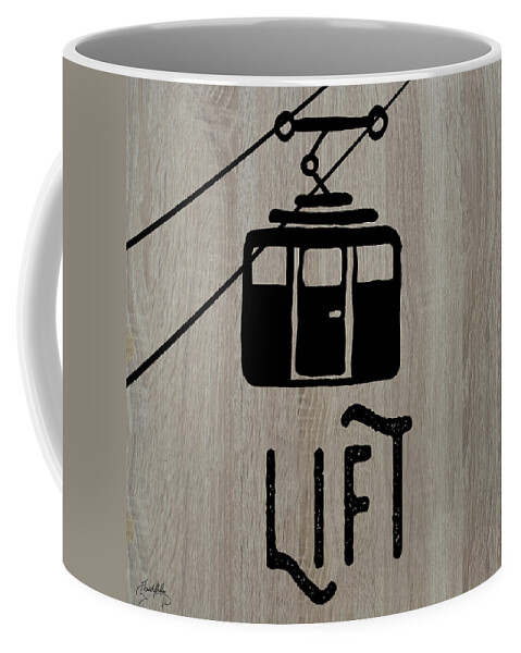 Ski Coffee Mug featuring the mixed media Ski Lodge Icon II by Elizabeth Medley