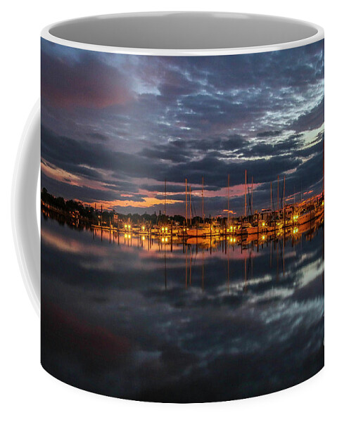 Marina Coffee Mug featuring the photograph Sky and Marina Reflection by Tom Claud