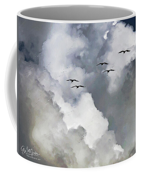 Pelican Coffee Mug featuring the photograph Sky Squadron by GW Mireles