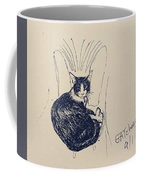 Cat Coffee Mug featuring the drawing Sleepy Winter by Sukalya Chearanantana