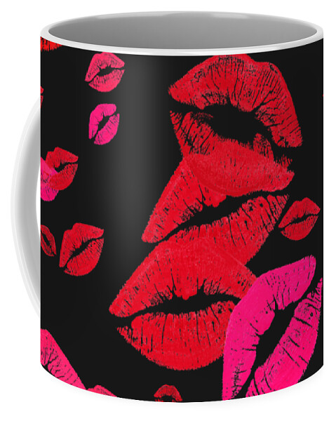 Lip Coffee Mug featuring the digital art Smooches by Rachel Hannah
