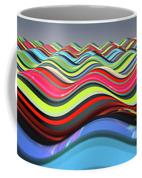 3 D Coffee Mug featuring the photograph Smooth Multi Colored Striped Wave by Ikon Images