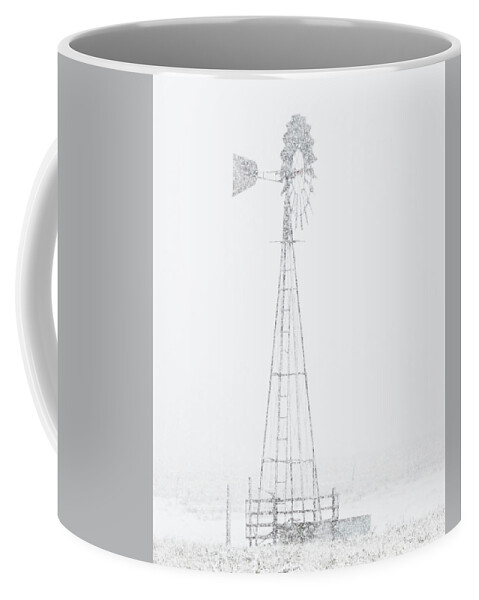 Kansas Coffee Mug featuring the photograph Snow and Windmill 04 by Rob Graham