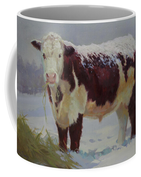 Farm Animals Coffee Mug featuring the painting Snowman by Carolyne Hawley