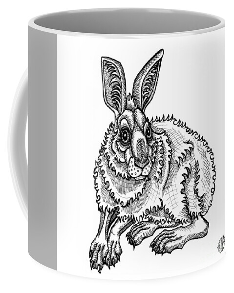 Animal Portrait Coffee Mug featuring the drawing Snowshoe Hare by Amy E Fraser
