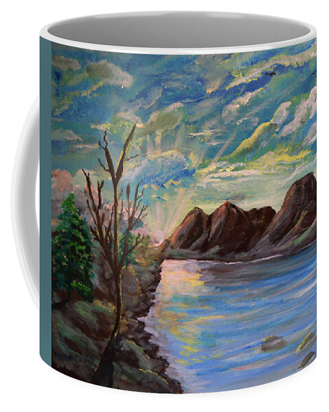Wyoming Coffee Mug featuring the painting Snowy Range and Lookout Lake by Chance Kafka