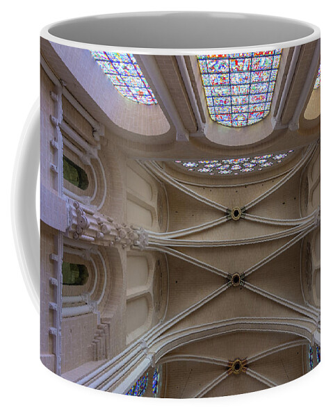 Chartres Cathedral Coffee Mug featuring the photograph Soaring Vaulted Ceiling of Chartres Cathedral by Liz Albro