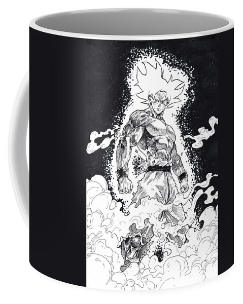 Son Goku Coffee Mug featuring the drawing Son Goku Mastered Ultra Instinct by Darko B