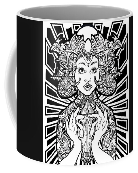 Masonic Coffee Mug featuring the drawing Sophia of Light by Thomas Ambrose DENNEY