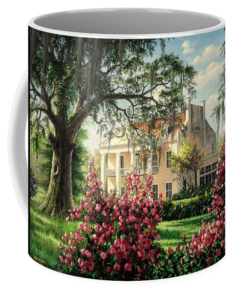 Landscape Coffee Mug featuring the painting Southern Colonial Mansion by Mike Roberts