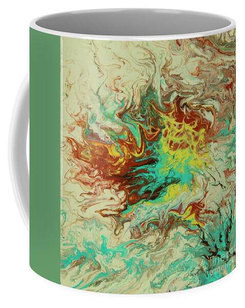 Poured Acrylic Coffee Mug featuring the painting Southwest Eddies by Lucy Arnold