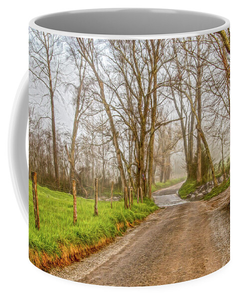 Great Smoky Mountains National Park Coffee Mug featuring the photograph Sparks Lane On A Foggy Winter Morning by Marcy Wielfaert