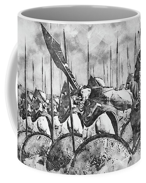 Spartan Warrior Coffee Mug featuring the painting Spartan Army at War - 33 by AM FineArtPrints