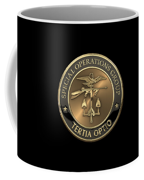  ‘law Enforcement Insignia & Heraldry’ Collection By Serge Averbukh Coffee Mug featuring the digital art Special Operations Group - S O G Emblem over Black Velvet by Serge Averbukh