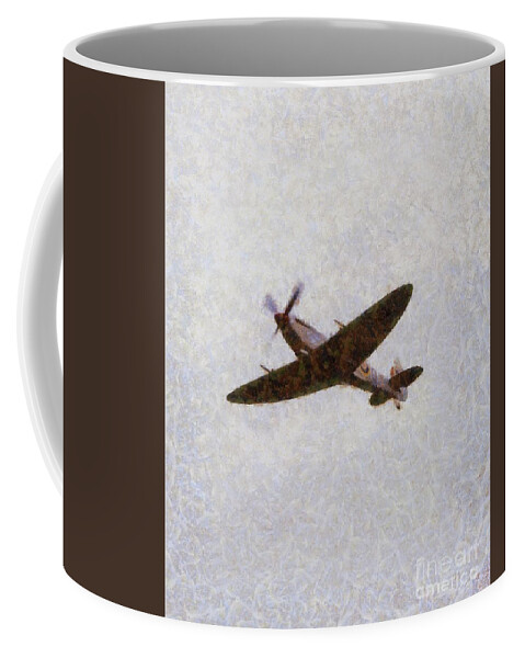 Spitfire Coffee Mug featuring the painting Spitfire, WWII by Esoterica Art Agency