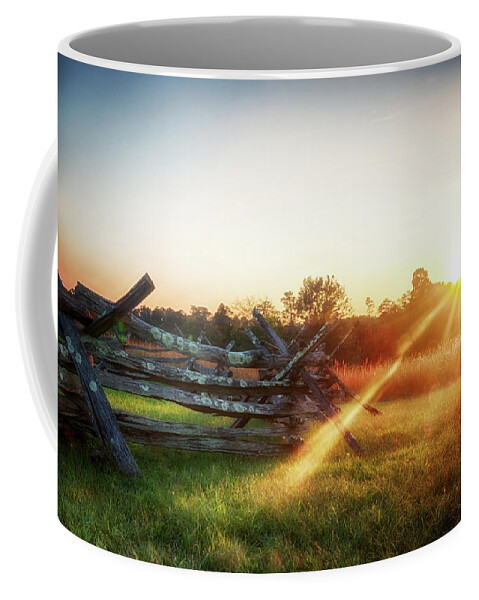 Split Coffee Mug featuring the photograph Split-Rail Sunset by Travis Rogers