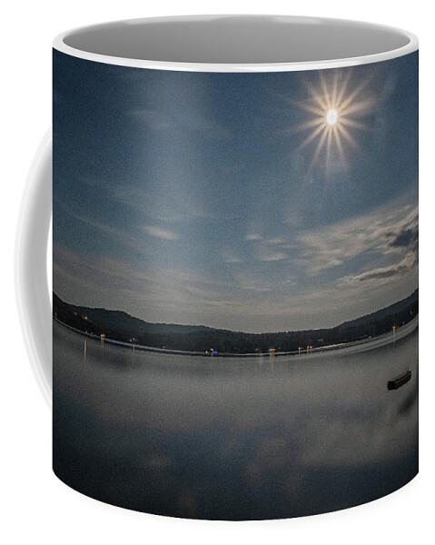Spofford Lake New Hampshire Coffee Mug featuring the photograph Spofford Moon Burst by Tom Singleton