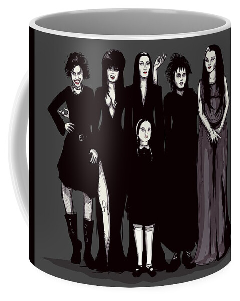 Craft Coffee Mug featuring the drawing Spooky Girls by Ludwig Van Bacon