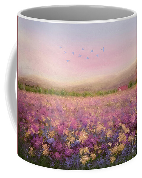 Spring Coffee Mug featuring the painting Spring Meadow by Yoonhee Ko