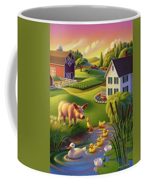 Spring Pig Coffee Mug featuring the painting Spring Pig by Robin Moline