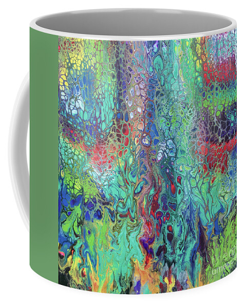 Poured Acrylic Coffee Mug featuring the painting Spring Rush by Lucy Arnold