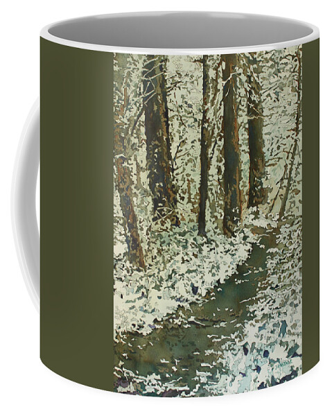 Snow Coffee Mug featuring the painting Spring Snow On Croisan Scenic by Jenny Armitage