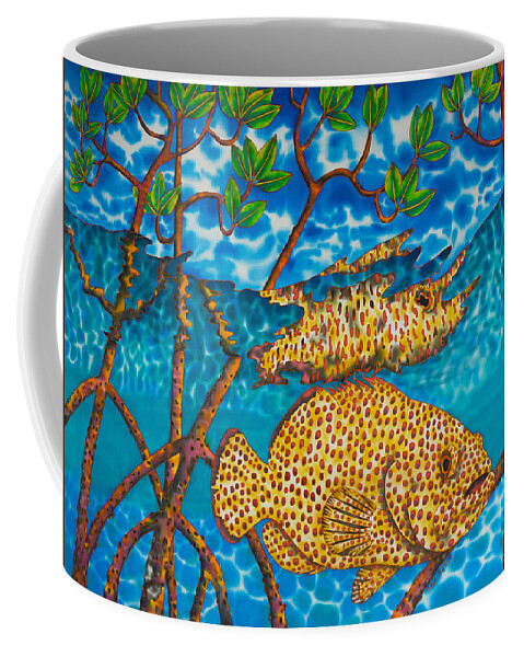 Rock Hind Coffee Mug featuring the painting St. Lucia Mangrove by Daniel Jean-Baptiste