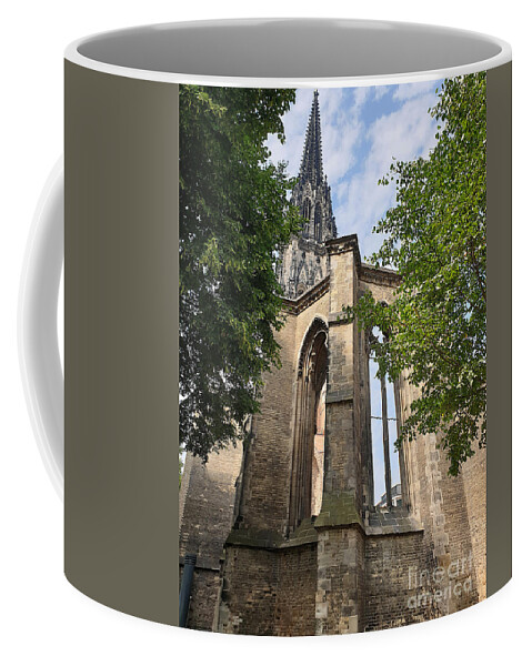 St. Nicholas Church Coffee Mug featuring the photograph St. Nikolai Church - Ruins, Hamburg by Yvonne Johnstone