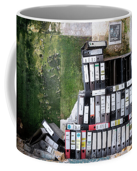 Urban Coffee Mug featuring the photograph Stacked Accountancy by Roman Robroek
