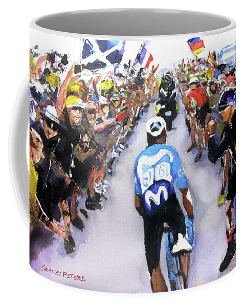 Quintana Coffee Mug featuring the painting Stage 18 Quintana Through the Fans by Shirley Peters