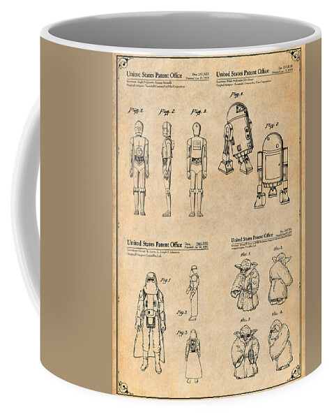 Star Wars Set Antique Paper Patent Print Coffee Mug by Greg Edwards - Pixels
