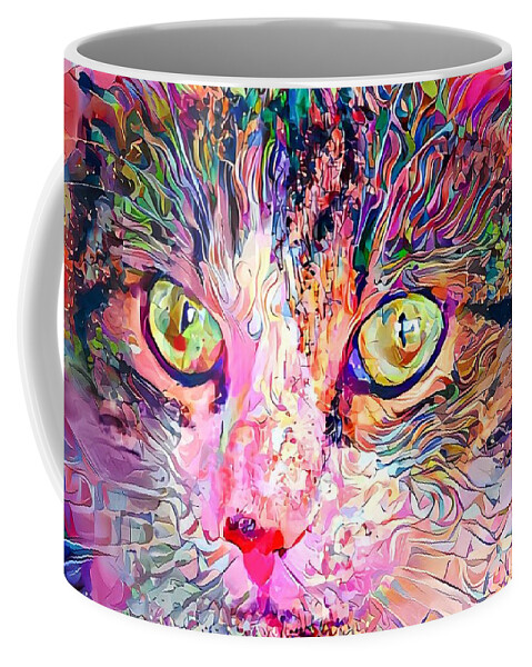 Pink Coffee Mug featuring the digital art Stare Into My Cat Eyes by Don Northup