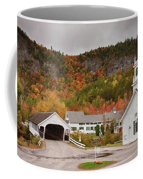 Autumn Coffee Mug featuring the photograph Stark Covered Bridge by Jeff Folger