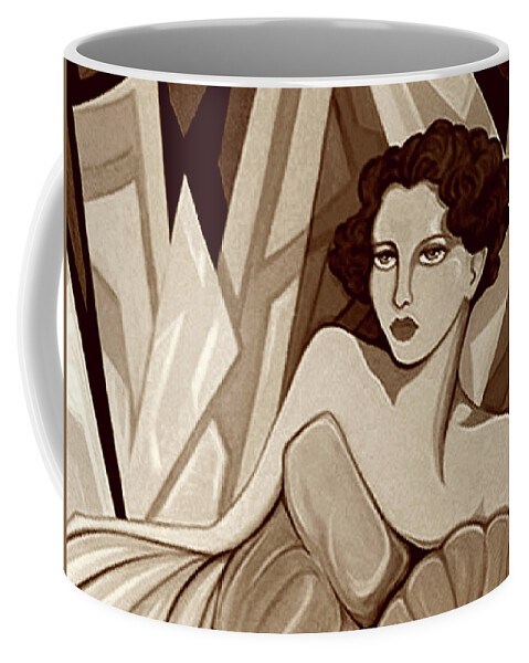 Art Deco Coffee Mug featuring the painting Starlet 1935 in Sepia Tone by Tara Hutton