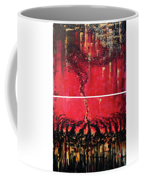 Starlings Coffee Mug featuring the painting Starling, Darlings by Carlos Flores